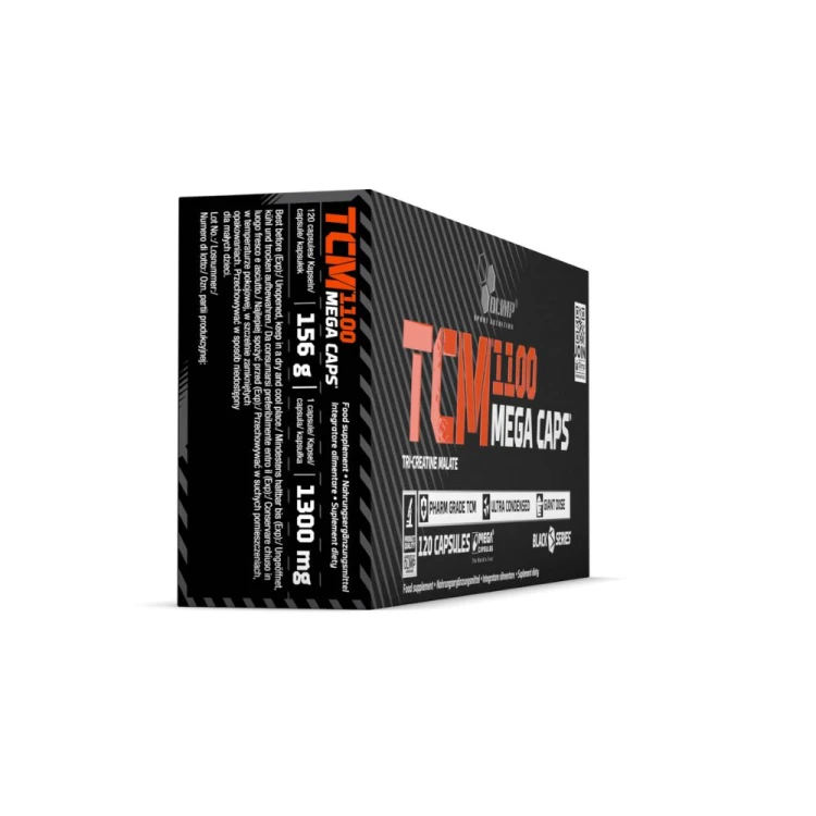 OLIMP TCM 1100 Mega Caps jabłczan kreatyny 120 kapsułek – opakowanie z boku