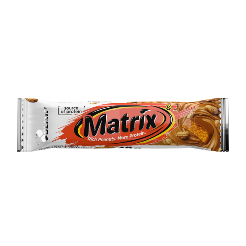 OLIMP Matrix Peanut Butter 40 g – baton z masłem orzechowym i mleczną czekoladą