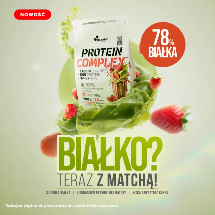 OLIMP Protein Complex Strawberry Matcha 700 g – białko z matchą