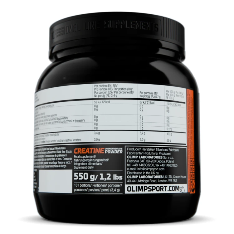 OLIMP Creatine Monohydrate Powder 550 g – skład i informacje na opakowaniu