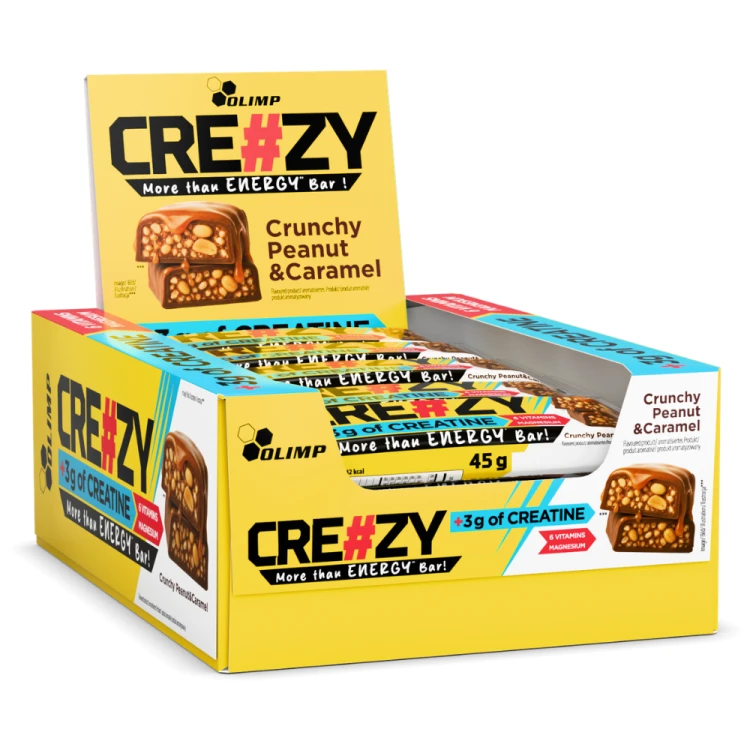 OLIMP CRE#ZY BAR Crunchy Peanut & Caramel – display 20 x 45 g