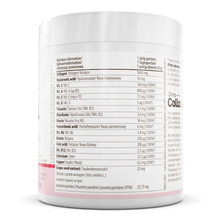 OLIMP Collagen kolagen rybi 5000 mg + kwas hialuronowy 240 g arbuz etykieta.png