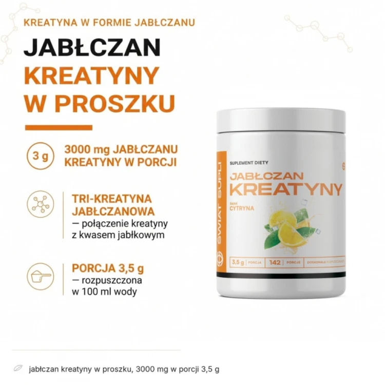 Świat Supli Jabłczan Kreatyny 500 g – 3000 mg jabłczanu kreatyny w porcji