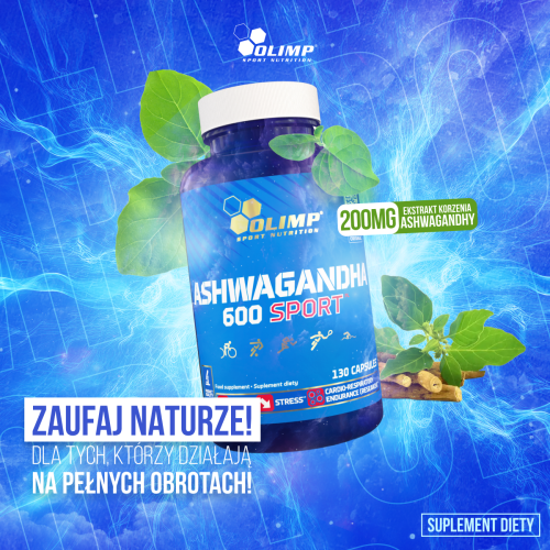 OLIMP Ashwagandha 600 Sport – ashwagandha na stres i witalność, 130 kapsułek