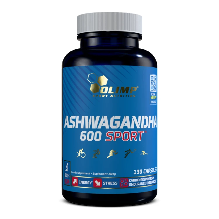 OLIMP Ashwagandha 600 Sport 130 kapsułek – przód opakowania