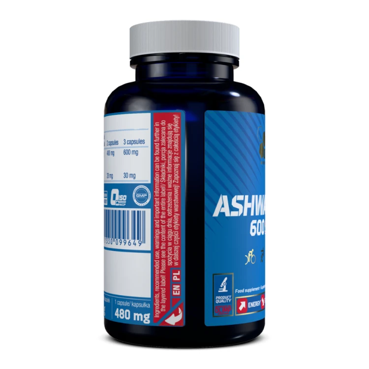 OLIMP Ashwagandha 600 Sport 130 kapsułek – boczny widok opakowania