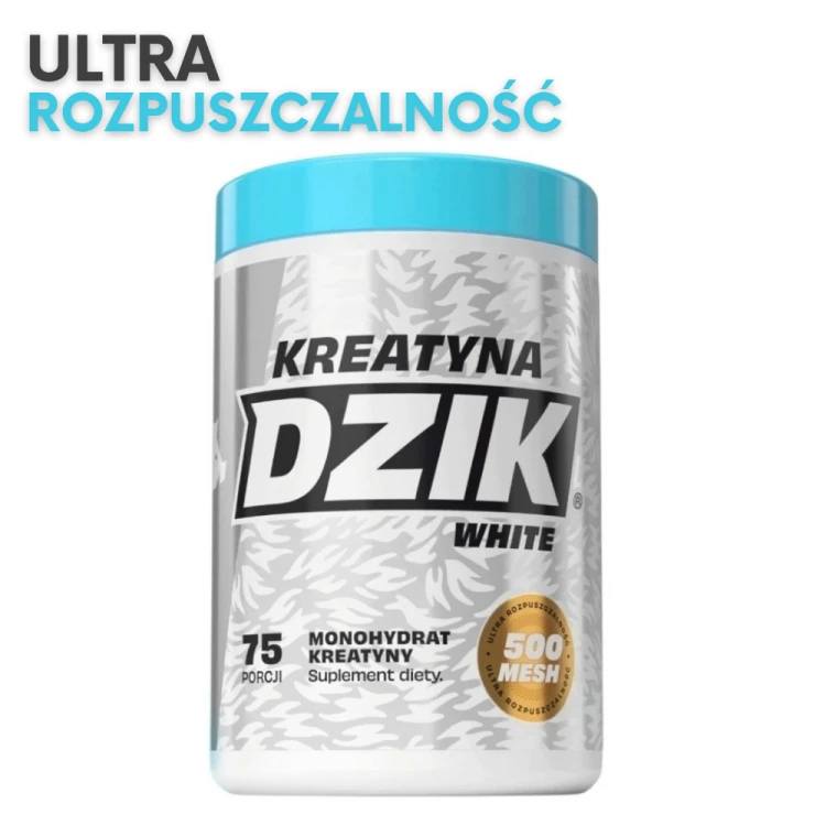 DZIK Kreatyna Mesh White 308 g – przód opakowania, monohydrat kreatyny 500 MESH