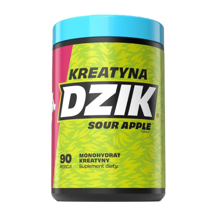 DZIK Kreatyna 369 g Sour Apple – monohydrat kreatyny o smaku kwaśnego jabłka, przód opakowania
