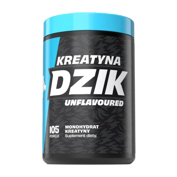 DZIK Kreatyna 369 g Naturalna – bezsmakowy monohydrat kreatyny w proszku, przód opakowania