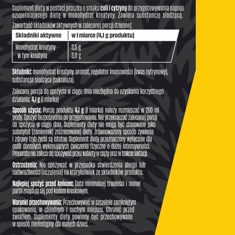 DZIK Kreatyna 369 g Cola-Lemon – etykieta, skład i sposób użycia