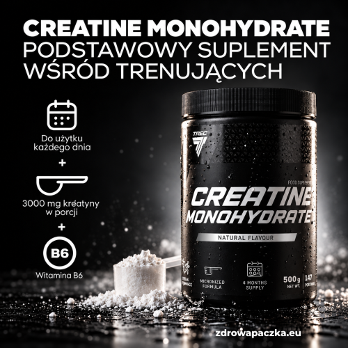 TREC Creatine Monohydrate 500 g Natural Flavour – baner kreatyny z witaminą B6