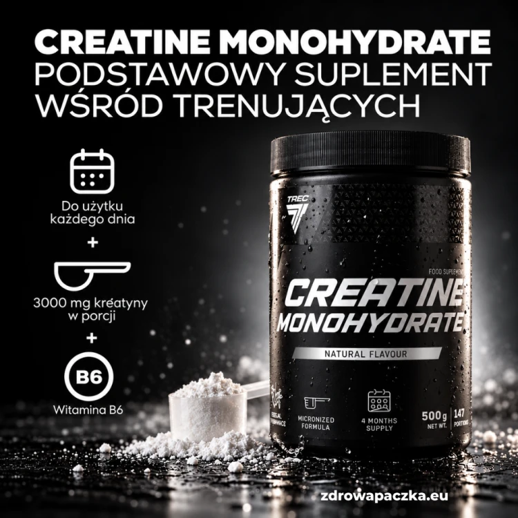 TREC Creatine Monohydrate 500 g Natural Flavour – baner kreatyny z witaminą B6