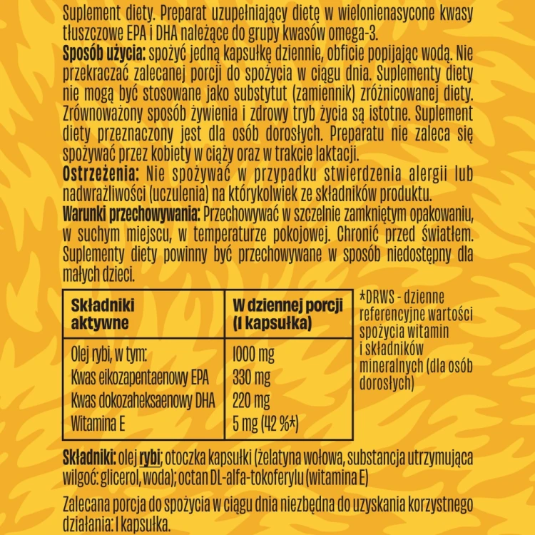 DZIK Omega 3 – skład i zawartość EPA, DHA oraz witaminy E w kapsułce