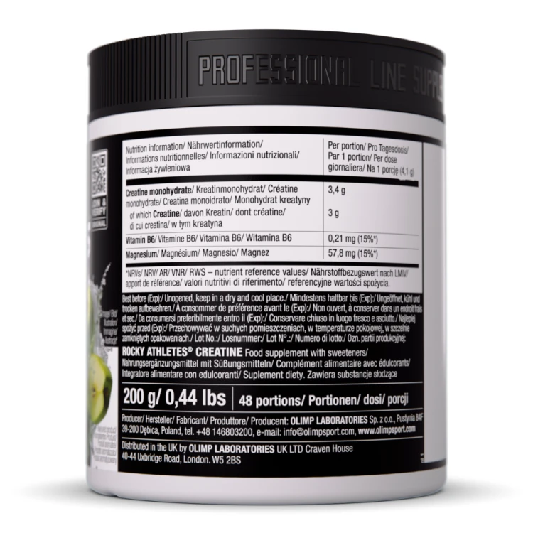 OLIMP Rocky Athletes Creatine Sour Apple Punch 200 g – etykieta i skład kreatyny jabłkowej