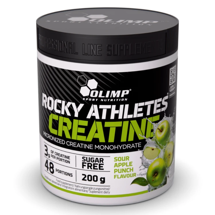 OLIMP Rocky Athletes Creatine Sour Apple Punch 200 g – kreatyna jabłkowa, opakowanie pod kątem