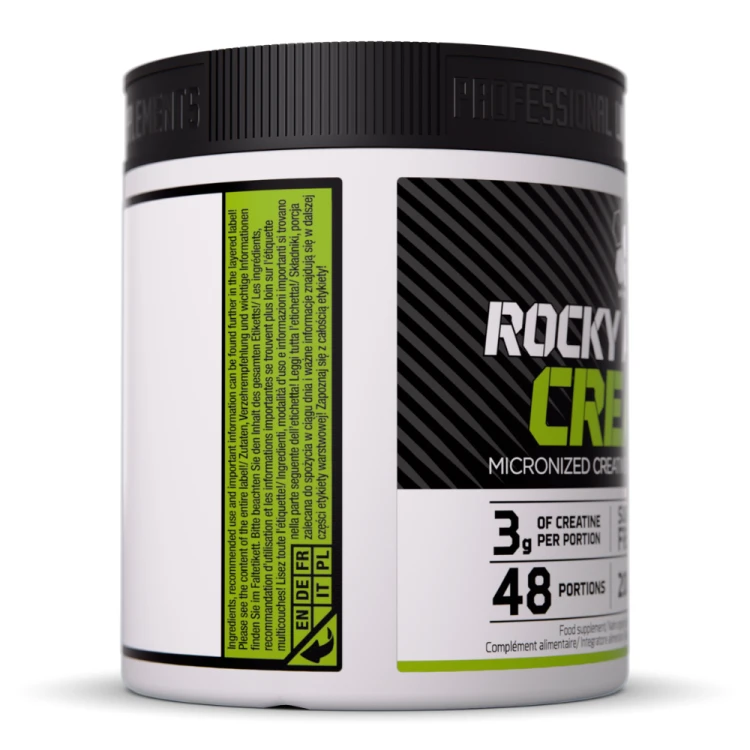 OLIMP Rocky Athletes Creatine Sour Apple Punch 200 g – bok opakowania kreatyny jabłkowej