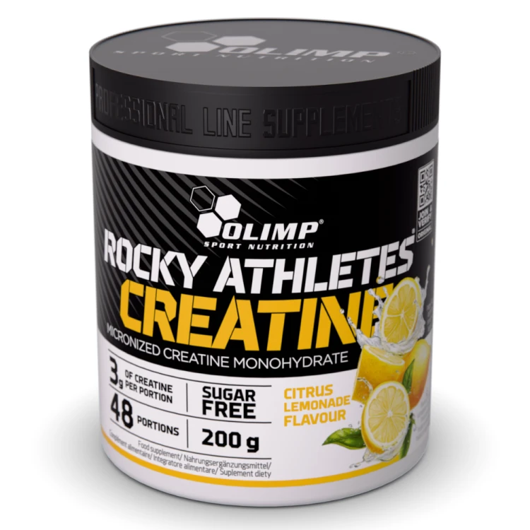 OLIMP Rocky Athletes Creatine Citrus Lemonade 200 g – kreatyna cytrynowa, opakowanie pod kątem