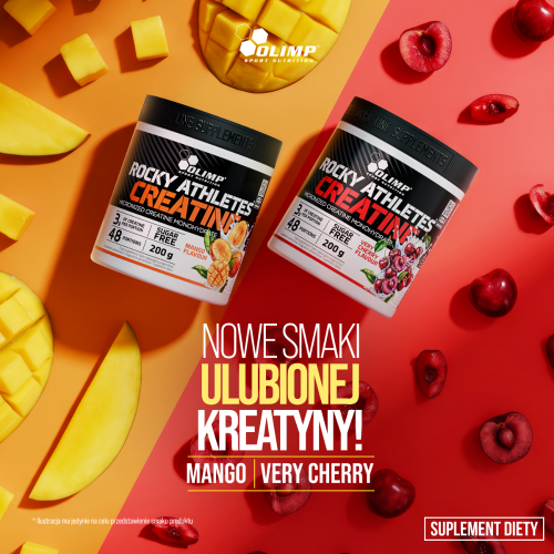 OLIMP Rocky Athletes Creatine 200 g – nowe smaki kreatyny Mango i Very Cherry