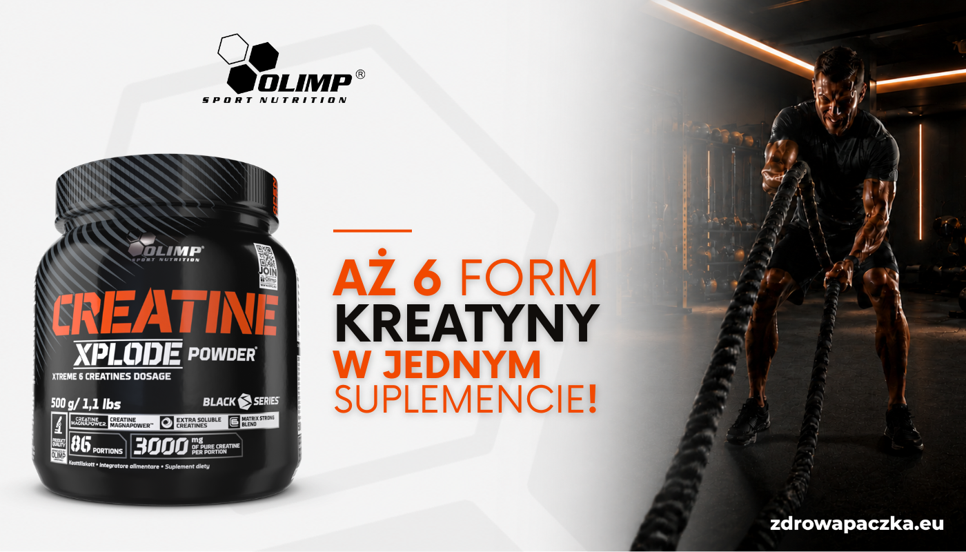 OLIMP Creatine Xplode Powder 500 g – stack 6 form kreatyny, baner treningowy