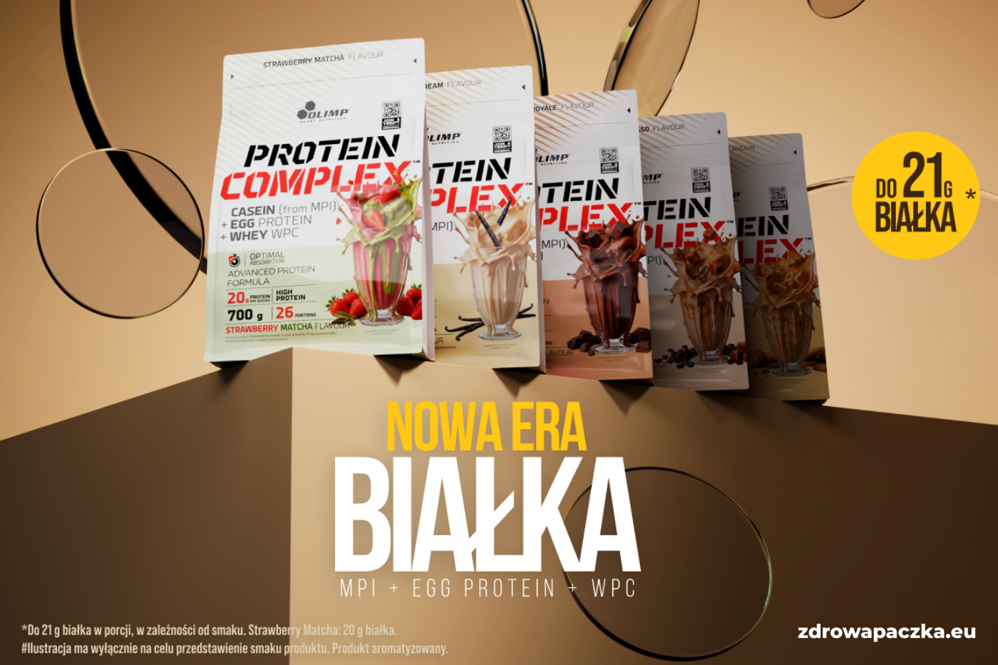 OLIMP Protein Complex 700 g – 3 źródła białka MPI, białko jaj i WPC, do 21 g białka w porcji