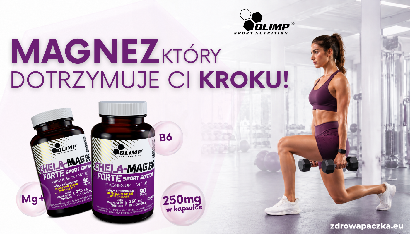 OLIMP Chela-Mag B6 Forte Sport Edition 90 kapsułek – baner z magnezem i witaminą B6 dla mięśni, energii i mniejszego zmęczenia